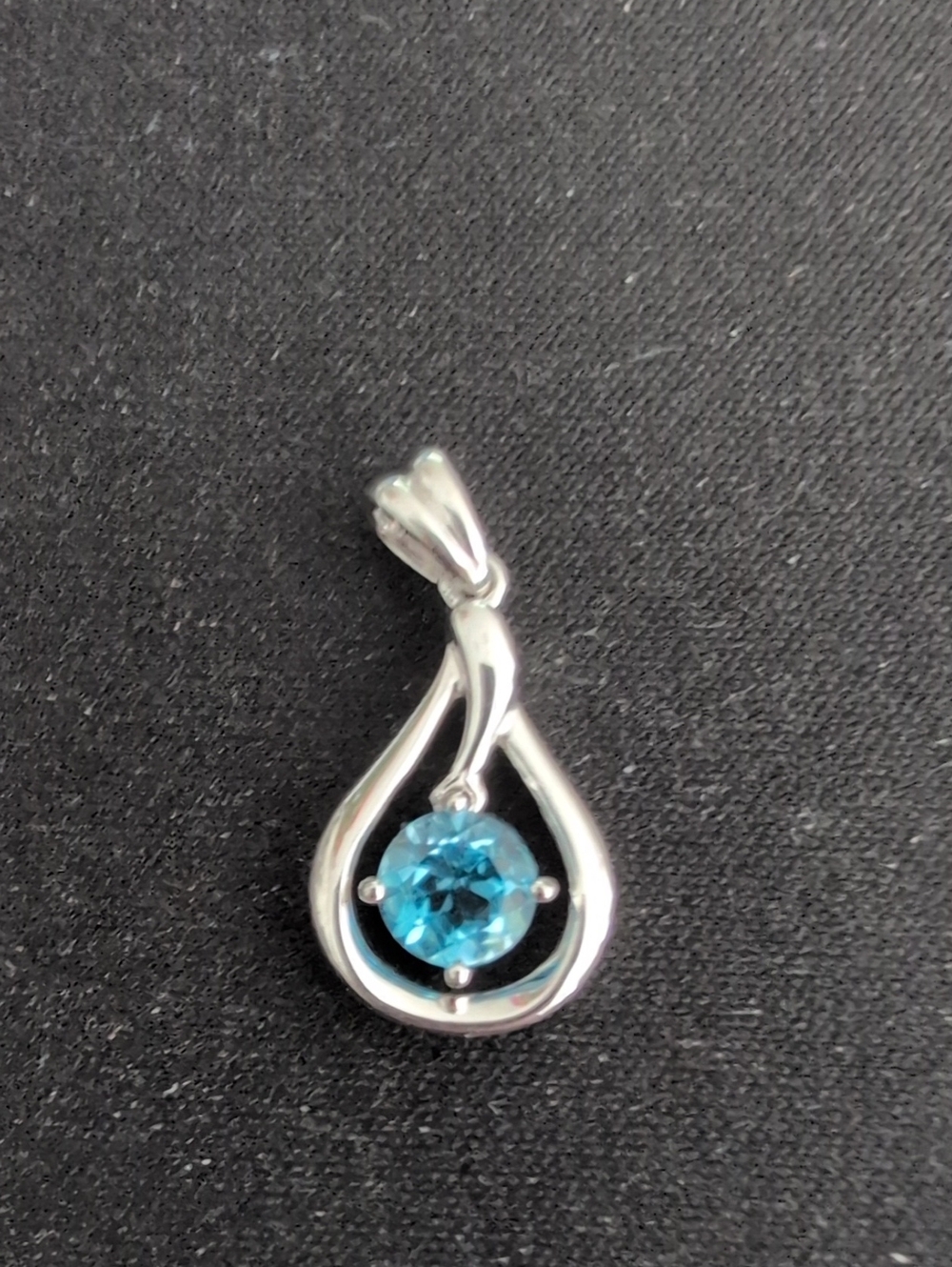 Sterling Silver Teardrop Pendant with Blue Gemstone